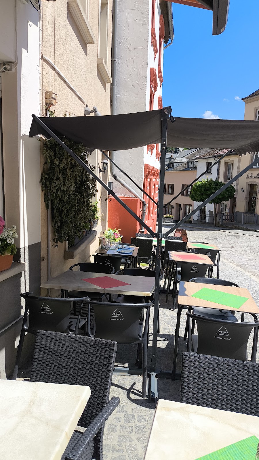 Terrace seating outside La Poste